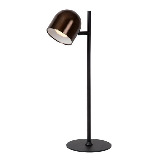 Lucide Skanska Rech LED USB Rechargeable Touch Desk Lamp - Dark Brown
