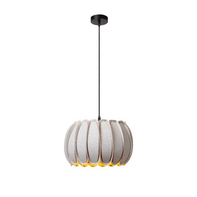 Lucide  Spencer Single Light Ceiling Pendant In Grey Finish