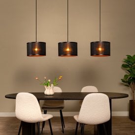 Lucide Tagalog 3 Light Bar Ceiling Pendant Light - Black