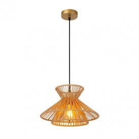 Lucide Tasman Single Light Ceiling Pendant In Natural Finish