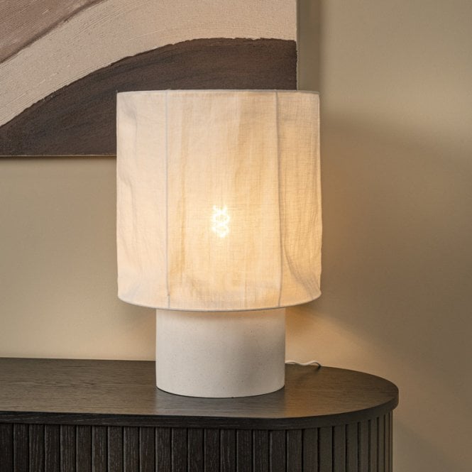 Lucide  Tissaja Extra Large Linen Table Lamp - White