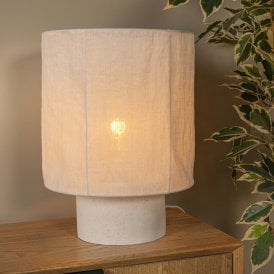 Lucide Tissaja Large Linen Table Lamp - White