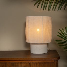 Lucide Tissaja Medium Linen Table Lamp - White