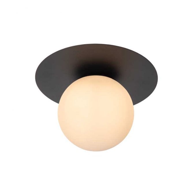 Lucide Tricia Single Light Flush Ceiling Fitting In Matt Black Finish
