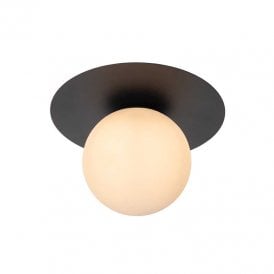 Lucide Tricia Single Light Flush Ceiling Fitting In Matt Black Finish