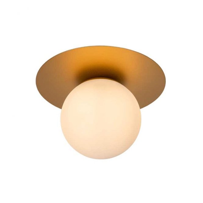 Lucide Tricia Single Light Flush Ceiling Fitting In Matt Gold Finish