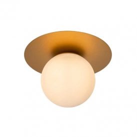 Lucide Tricia Single Light Flush Ceiling Fitting In Matt Gold Finish