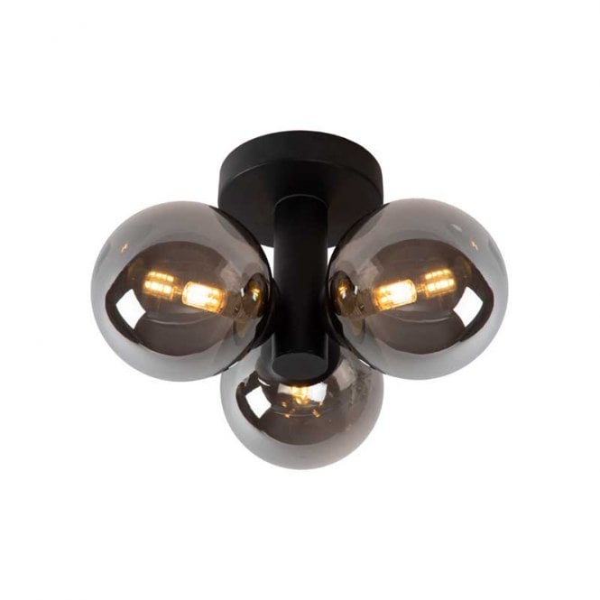 Lucide  Trudy 3 Light Flush Ceiling Fitting In Black Finish