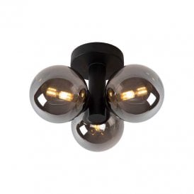 Lucide Trudy 3 Light Flush Ceiling Fitting In Black Finish