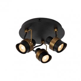 Lucide Tundran 3 Light Spotlight Plate In Black Finish