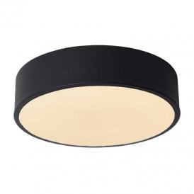 Lucide Unar 12W LED Flush Ceiling Light In Black Finish