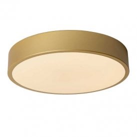 Lucide Unar 18W LED Flush Ceiling Light In Matt Gold Finish