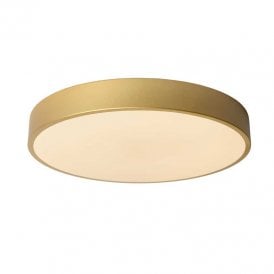Lucide Unar 24W LED Flush Ceiling Light In Matt Gold Finish