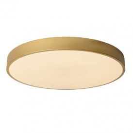 Lucide Unar 36W LED Flush Ceiling Light In Matt Gold Finish