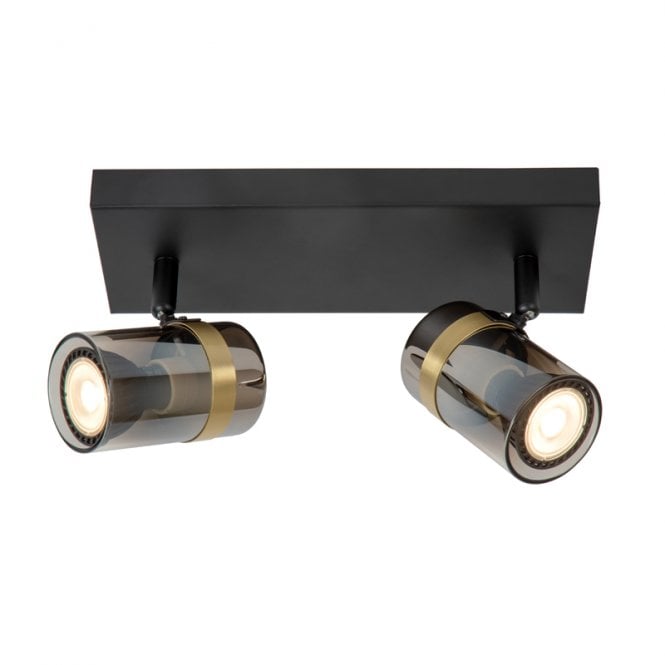 Lucide Upton Glass 2 Light Spotlight Plate - Smoked Grey