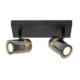 Upton Glass 2 Light Spotlight Plate - Smoked Grey