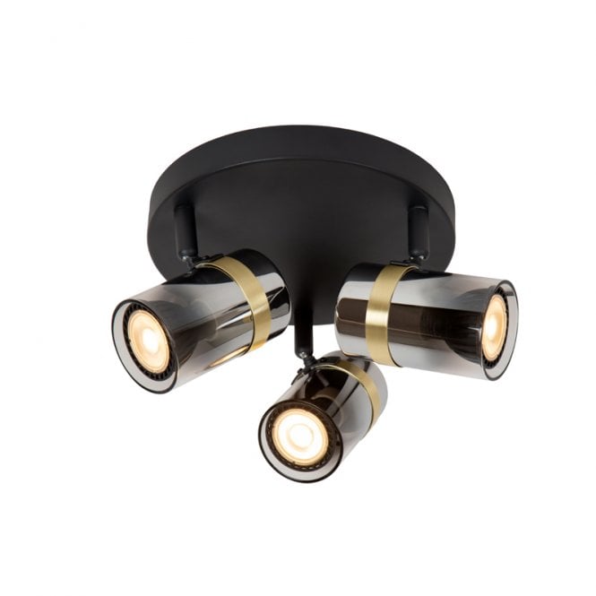 Lucide Upton Glass 3 Light Spotlight Plate - Smoked Grey
