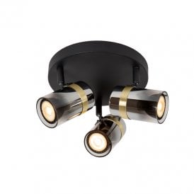 Upton Glass 3 Light Spotlight Plate - Smoked Grey