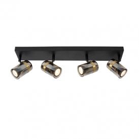 Upton Glass 4 Light Spotlight Plate - Smoked Grey