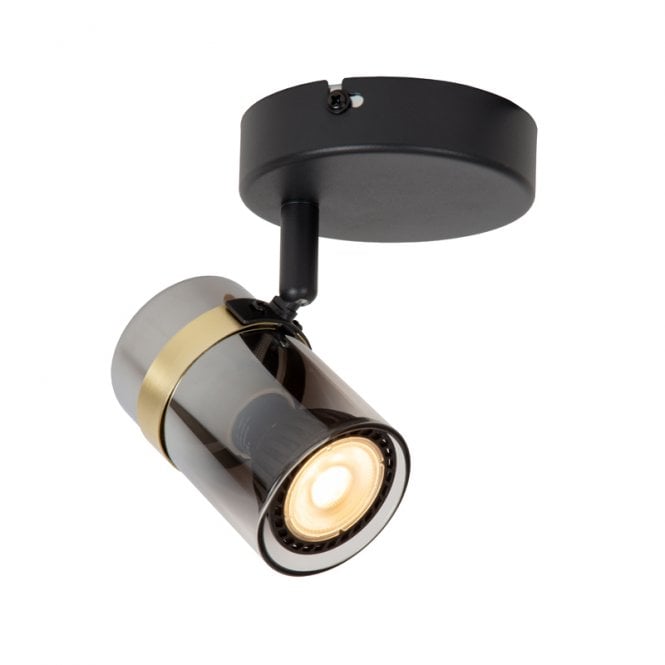 Lucide Upton Glass Single Ceiling Spotlight - Smoked Grey