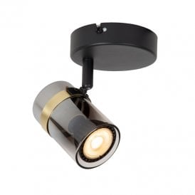 Upton Glass Single Ceiling Spotlight - Smoked Grey