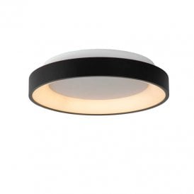 Lucide Vidal 20W Integrated Dimmable LED Metal Flush Ceiling Light in Matt Black Finish