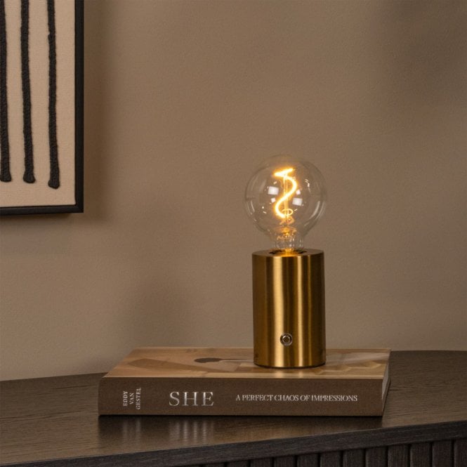 Lucide  Vivo USB Rechargeable LED Touch Table Lamp - Matt Gold