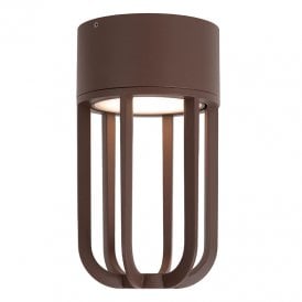 Lucide Wells LED Outdoor Flush Ceiling Light - Rust Brown
