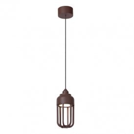 Lucide Wells LED Outdoor Porch Pendant - Rust Brown