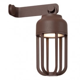 Lucide Wells USB Rechargeable LED Outdoor Wall Light - Rust Brown
