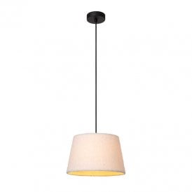 Lucide Woolly Single Light Ceiling Pendant In Cream Finish
