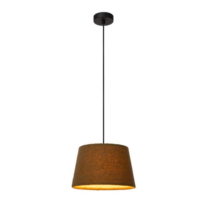 Lucide  Woolly Single Light Ceiling Pendant In Green Finish
