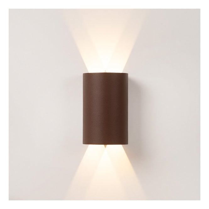 Lucide  York LED Outdoor Up & Down Wall Lght - Rust Brown