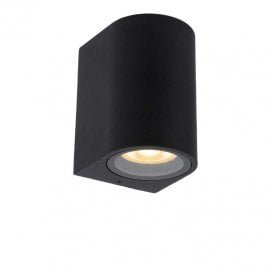Lucide Zaro Curved Single Light Outdoor Aluminium Wall Fitting in Black Finish