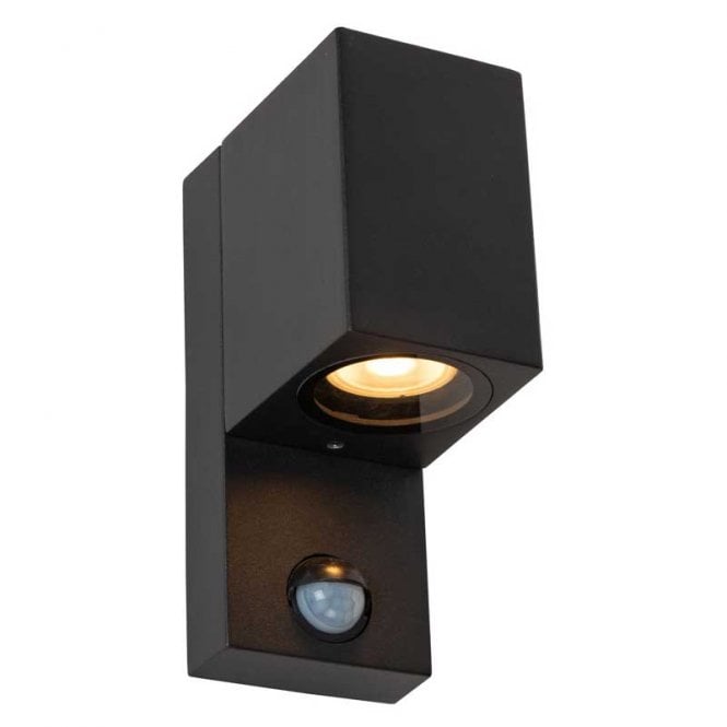 Lucide  Zaro IR Single Light Outdoor Wall Fitting with PIR Sensor In Black Finish