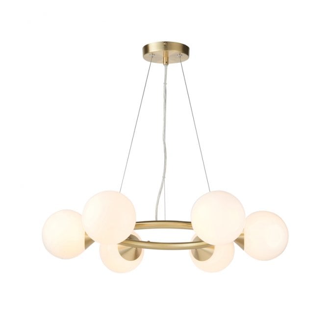 Luxia Abersoch 6 Light Pendant Light - Satin Brass