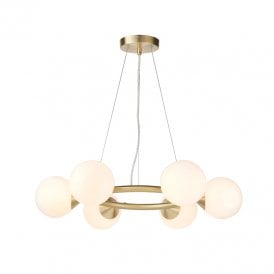 Abersoch 6 Light Pendant Light - Satin Brass