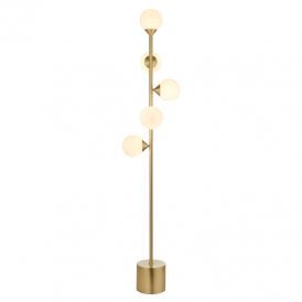 Abersoch Glass Floor Lamp - Satin Brass