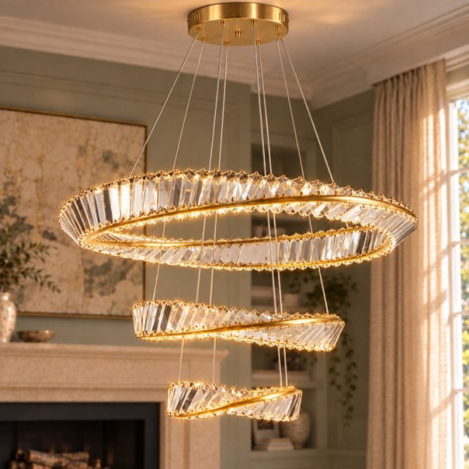 Luxia Annecy Grande LED Glass Chandelier - Satin Brass