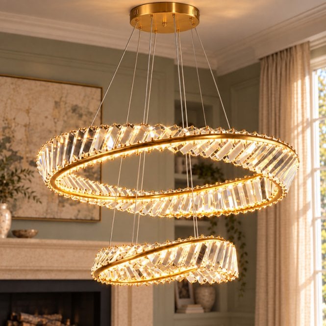 Luxia Annecy LED Glass Chandelier - Satin Brass