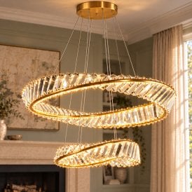 Luxia Annecy LED Glass Chandelier - Satin Brass