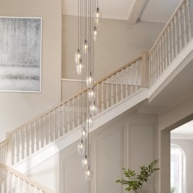 Luxia Aria 13 Light Glass Cluster Ceiling Pendant - Nickel