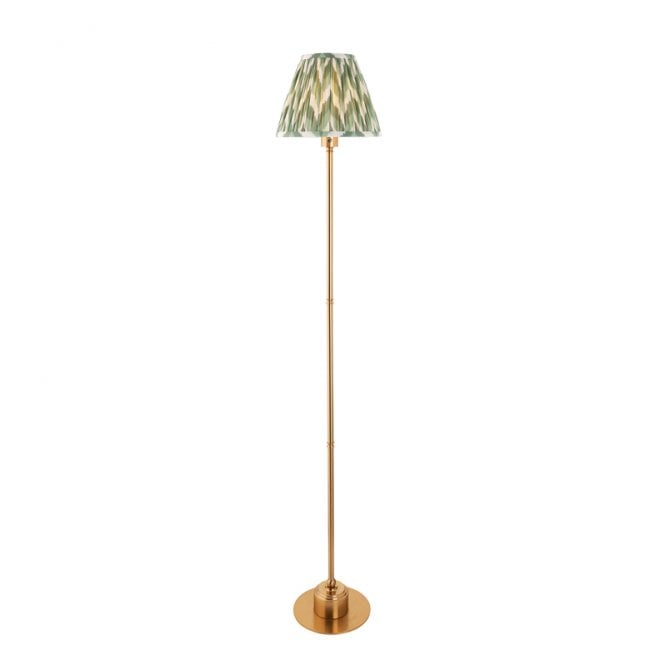 Luxia Ashurst 14000 LED USB Rechargeable Touch Floor Lamp - Brushed Brass with Green Shade