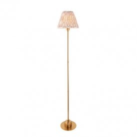 Ashurst 395 LED USB Rechargeable Touch Floor Lamp - Brushed Brass with Natural Shade