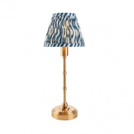 Ashurst 395 LED USB Rechargeable Touch Table Lamp - Brushed Brass with Blue Shade