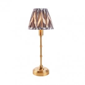 Ashurst 395 LED USB Rechargeable Touch Table Lamp - Brushed Brass with Grey Shade