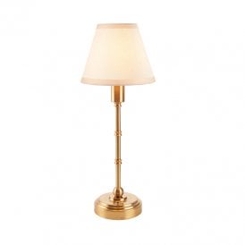 Ashurst 395 LED USB Rechargeable Touch Table Lamp - Brushed Brass with White Shade
