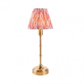 Ashurst LED USB Rechargeable Touch Table Lamp - Brushed Brass with Pink Shade