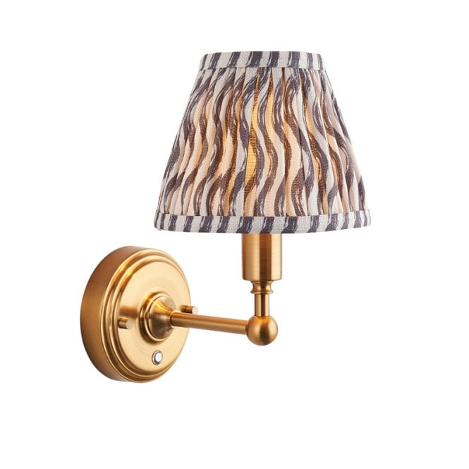 Luxia Ashurst LED USB Rechargeable Touch Wall Light - Brushed Brass with Grey Shade