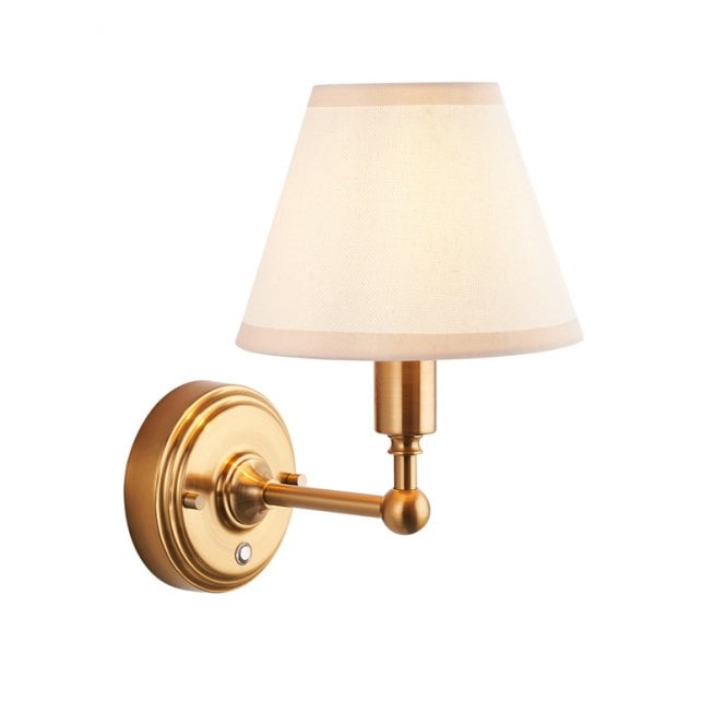 Luxia Ashurst LED USB Rechargeable Touch Wall Light - Brushed Brass with White Shade
